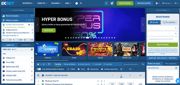 Visita el sitio web oficial de 1xBet